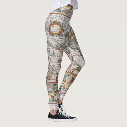 Antike Weltkarten-Leggings Leggings (Rechts)