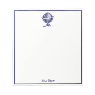 Antike Weltkugel Lithographie Zeichnung Navy Notizblock