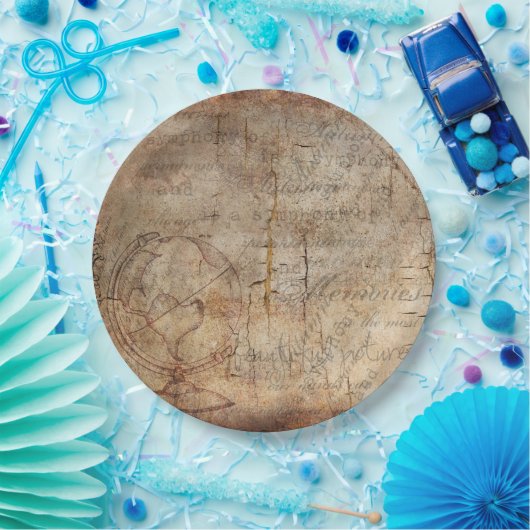 Antike Weltkugel-rustikaler Brown-Papier-Teller Pappteller (Party)