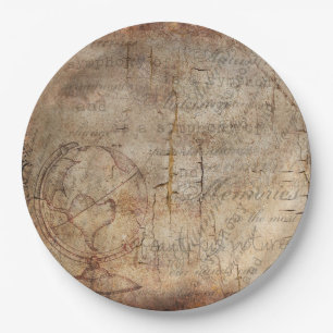 Antike Weltkugel-rustikaler Brown-Papier-Teller Pappteller