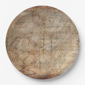Antike Weltkugel-rustikaler Brown-Papier-Teller Pappteller