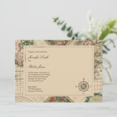 Antike Welts-Karten-Hochzeits-Einladung Einladung (Stehend Vorderseite)