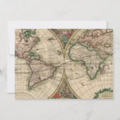 Antike Welts-Karten-Hochzeits-Einladung Einladung (Rückseite)