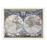 Antike Weltskarte 1664 wieder hergestellt