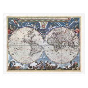 Antike Weltskarte 1664 wieder hergestellt Tischdecke