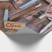 Antike Werkzeuge Vintage Zeichen rustikale Barn Bo Geschenkpapier (Ecke)