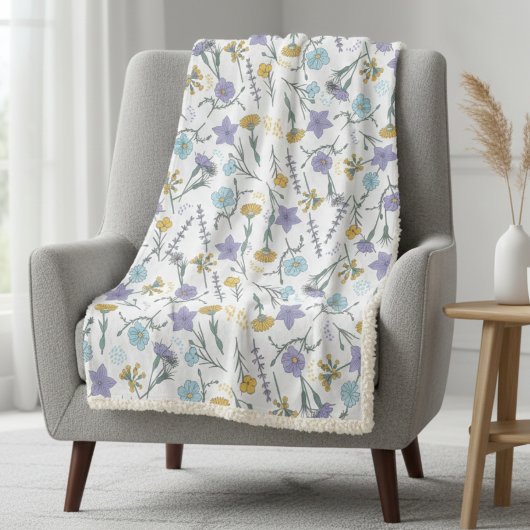 Antike Wildblume Fleecedecke