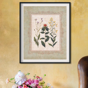 Antike Wildblumen Botanik Vintage Poster