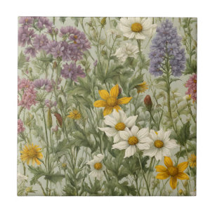 Antike Wildblumen in gemischten Farben Fliese