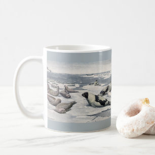 Antike wilde Tiere, arktische Seehunde Eisberge Kaffeetasse