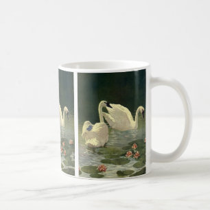 Antike wilde Tiere Vögel, viktorianische weiße Sch Kaffeetasse