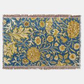 Antike William Morris Cherwell Blue Blumenkunst Decke (Vorderseite)