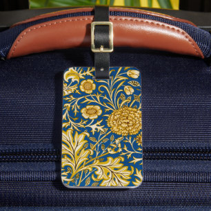 Antike William Morris Cherwell Blue Blumenkunst Gepäckanhänger