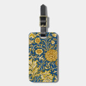 Antike William Morris Cherwell Blue Blumenkunst Gepäckanhänger (Vorderseite vertikal)