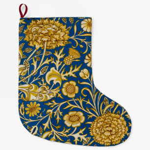 Antike William Morris Cherwell Blue Blumenkunst Großer Weihnachtsstrumpf