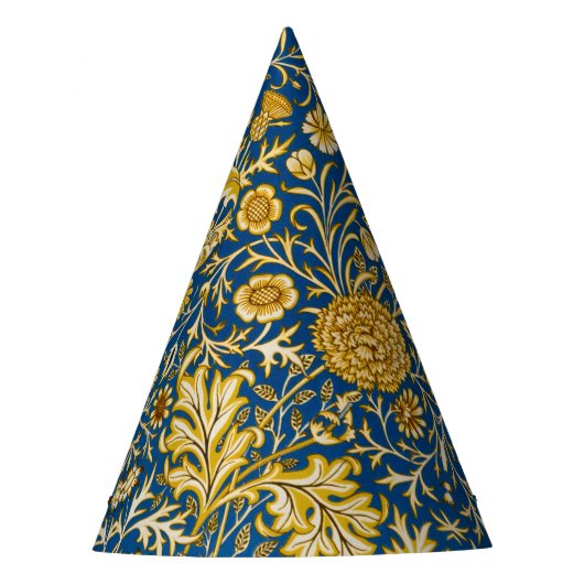 Antike William Morris Cherwell Blue Blumenkunst Partyhütchen (Vorderseite)