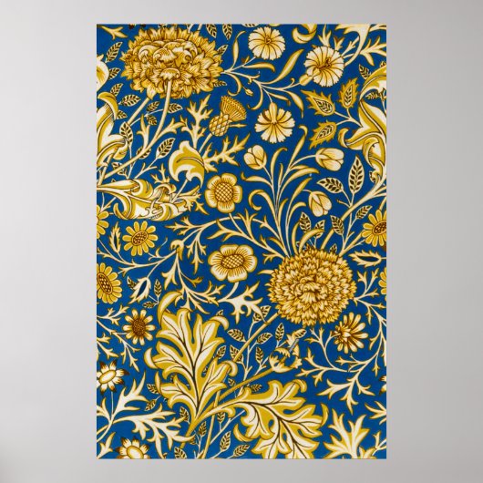 Antike William Morris Cherwell Blue Blumenkunst Poster (Vorne)