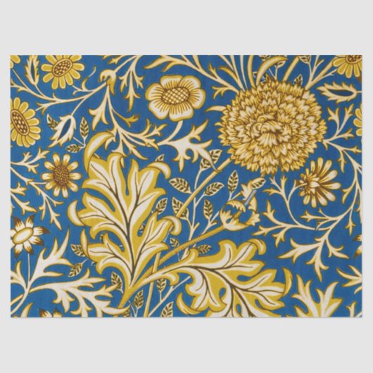 Antike William Morris Cherwell Blue Blumenkunst Seidenpapier (Vorderseite)