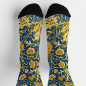 Antike William Morris Cherwell Blue Blumenkunst Socken (Oben)