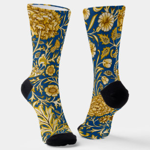 Antike William Morris Cherwell Blue Blumenkunst Socken