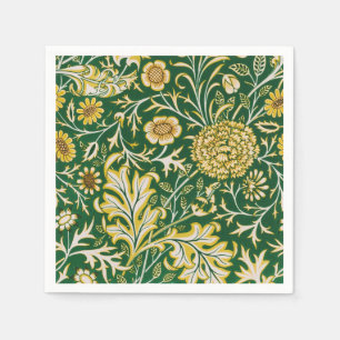 Antike William Morris Cherwell Green Floral Kunst Serviette