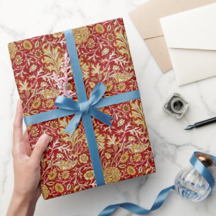 Antike William Morris Cherwell rote Blumengestaltu Geschenkpapier