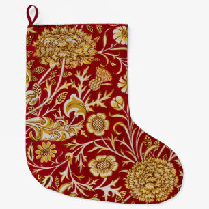 Antike William Morris Cherwell rote Blumengestaltu Großer Weihnachtsstrumpf