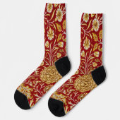 Antike William Morris Cherwell rote Blumengestaltu Socken (Linkes Detail)