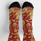 Antike William Morris Cherwell rote Blumengestaltu Socken (Oben)