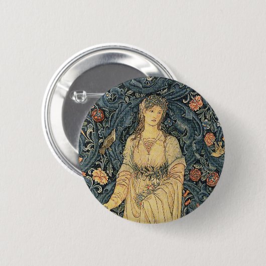 Antike William Morris-Flora Button (Vorne & Hinten)