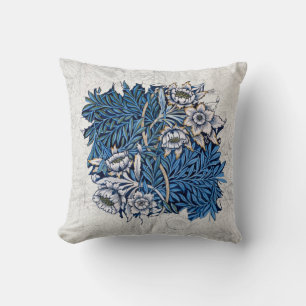 Antike William Morris Tulpe Weide Blau Blumen Kissen