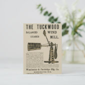Antike Windmühle Das Tuckwood Whitewater Wis 1889 Postkarte (Stehend Vorderseite)