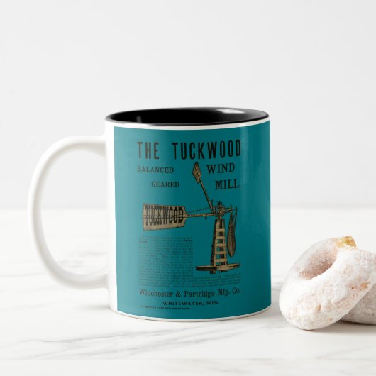 Antike Windmühle Das Tuckwood Whitewater Wis 1889 Zweifarbige Tasse (Mit Donut)