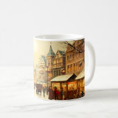 Antike winterliche schneebedeckte Weihnachtsmarkst Kaffeetasse (VorderseiteRechts)