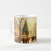 Antike winterliche schneebedeckte Weihnachtsmarkst Kaffeetasse (Vorderseite Links)