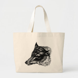 Antike Wolf-Tasche Jumbo Stoffbeutel