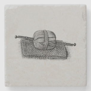 Antike Wolle und Stricken Steinuntersetzer