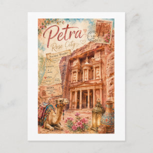 Antike Wunder Petra Jordan Vintage Postkarte