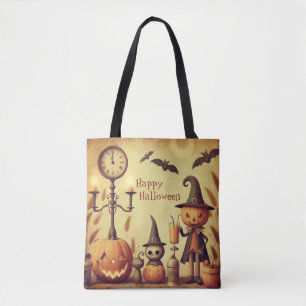 Antike, wunderliche Halloween-Kürbisse und Flederm Tasche