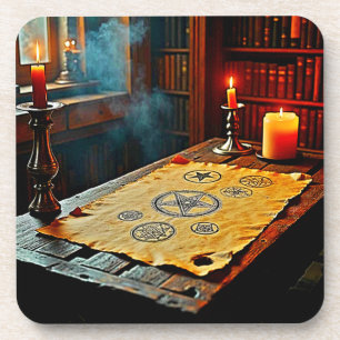 Antike Zauber auf einem Mystischen Scroll Getränkeuntersetzer