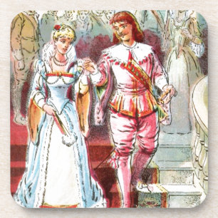Antike Zeichnung: Cinderella und der Prinz Untersetzer