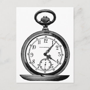 Antike Zeichnung einer Taschenuhr (19. Jahrhundert Postkarte