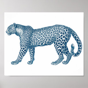 Antike Zeichnung eines Leoparden Poster