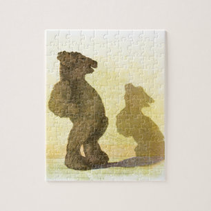 Antike Zeichnung: Teddybär und sein Schatten Puzzle