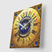 ANTIKE ZEIT, ROSA ROSEN, PERLEN, BLAUE EDELSTEINE QUADRATISCHE WANDUHR (Winkel)