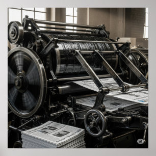 Antike Zeitungsdruckmaschine Poster