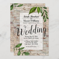 Antike Ziegelgrün Chic Hochzeit Einladung