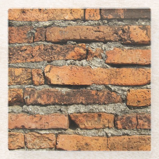 Antike Ziegelmauer Glasuntersetzer (Vorderseite)
