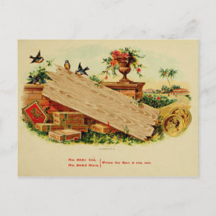 Antike Zigarrenkistchen-Etikette Postkarte