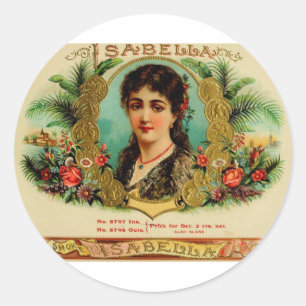 Antike Zigarrenkisten-Etikette Isabella (L11) Runder Aufkleber